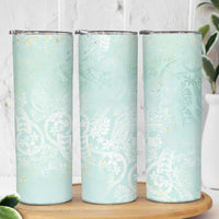 Polynesian Tiare Monstera Seafoam Green Skinny Tumbler Liquid Style LT01 - Polynesian Pride