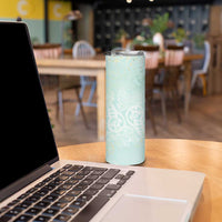 Polynesian Tiare Monstera Seafoam Green Skinny Tumbler Liquid Style LT01 - Polynesian Pride