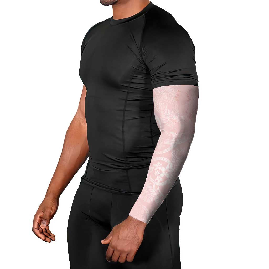 Polynesian Tiare Monstera Soft Pink Arm Sleeves Liquid Style - Polynesian Pride
