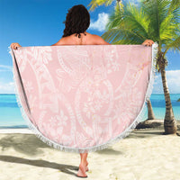 Polynesian Tiare Monstera Soft Pink Beach Blanket Liquid Style - Polynesian Pride