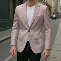 Polynesian Tiare Monstera Soft Pink Blazer Liquid Style - Polynesian Pride
