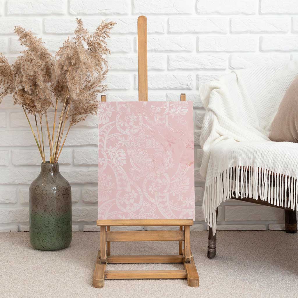 Polynesian Tiare Monstera Soft Pink Canvas Wall Art Liquid Style - Polynesian Pride