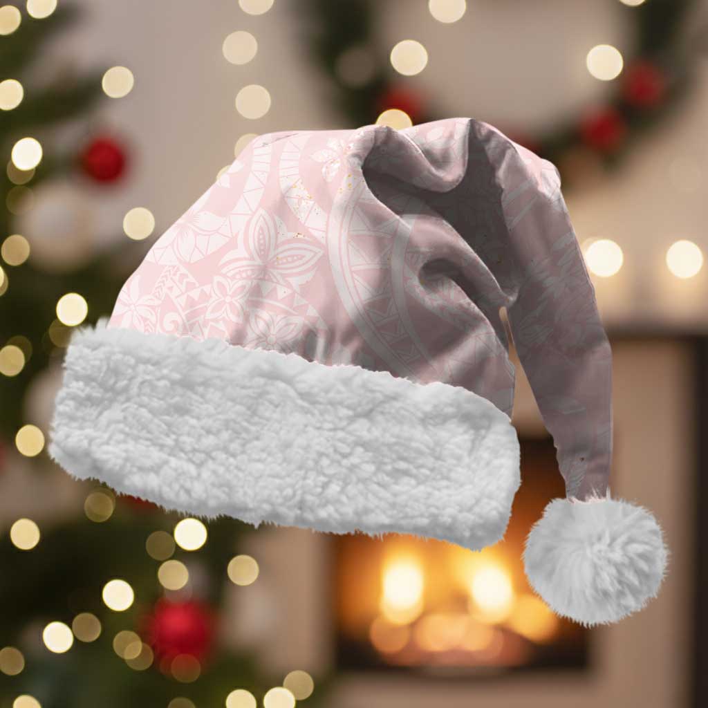 Polynesian Tiare Monstera Soft Pink Christmas Santa Hat Liquid Style - Polynesian Pride