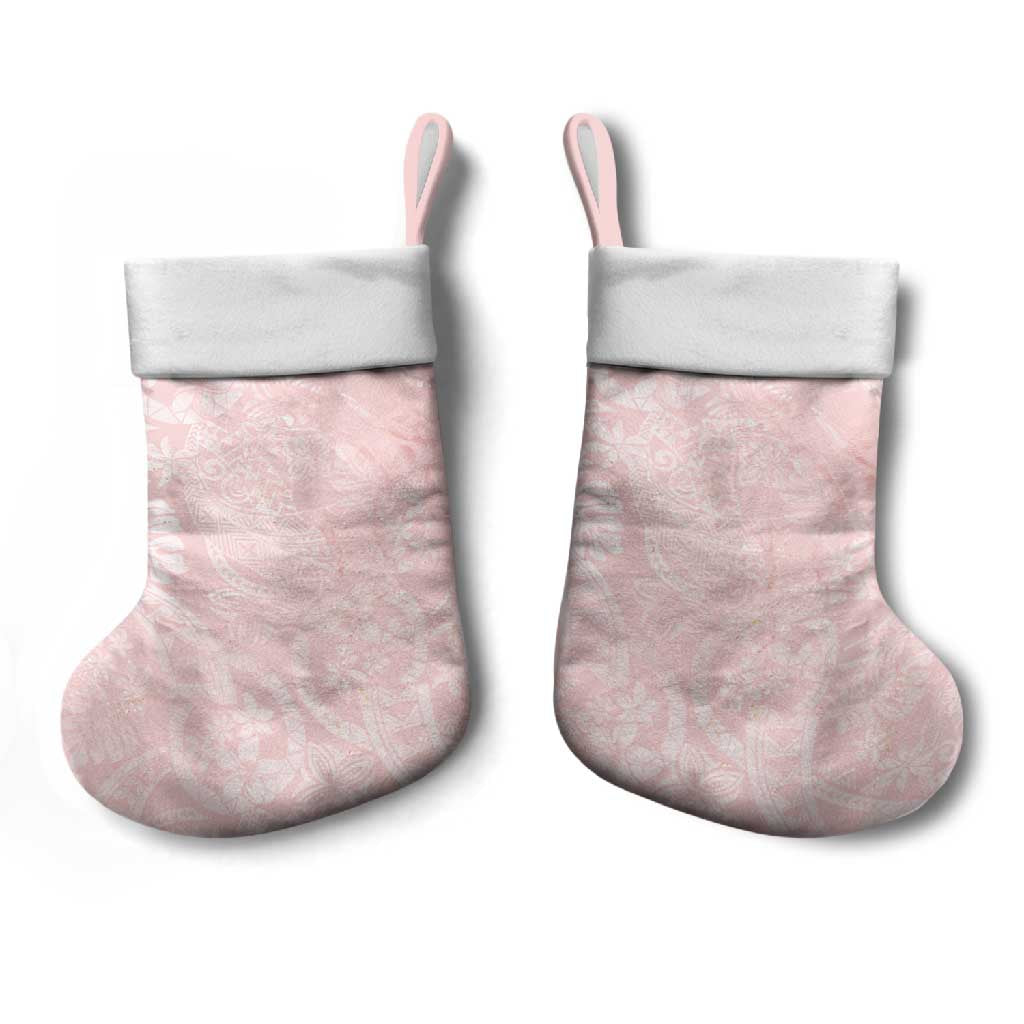Polynesian Tiare Monstera Soft Pink Christmas Stocking Liquid Style - Polynesian Pride