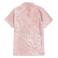 Polynesian Tiare Monstera Soft Pink Family Matching Long Sleeve Bodycon Dress and Hawaiian Shirt Liquid Style LT01 - Polynesian Pride