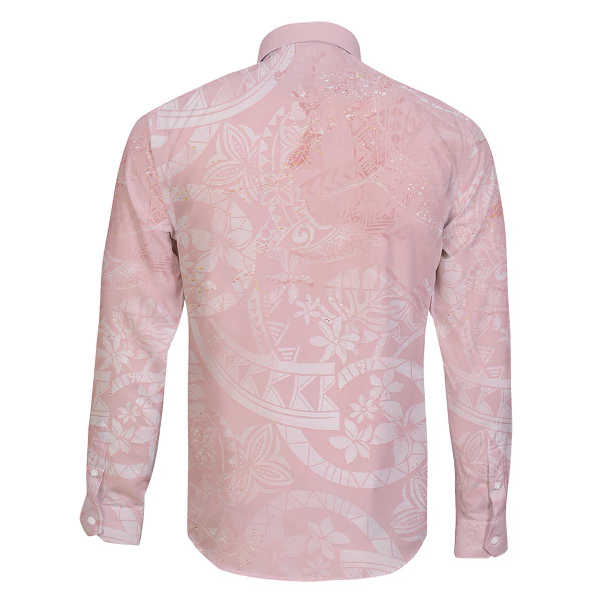 Polynesian Tiare Monstera Soft Pink Family Matching Off The Shoulder Long Sleeve Dress and Hawaiian Shirt Liquid Style LT01 - Polynesian Pride