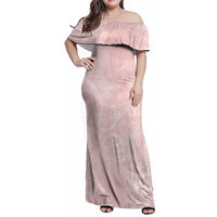 Polynesian Tiare Monstera Soft Pink Family Matching Off Shoulder Maxi Dress and Hawaiian Shirt Liquid Style LT01 Mom's Dress Pink - Polynesian Pride