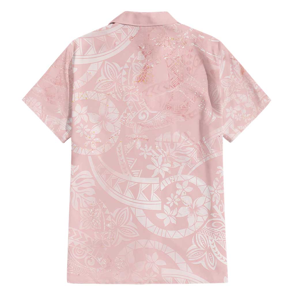 Polynesian Tiare Monstera Soft Pink Family Matching Short Sleeve Bodycon Dress and Hawaiian Shirt Liquid Style LT01 - Polynesian Pride