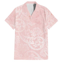 Polynesian Tiare Monstera Soft Pink Family Matching Summer Maxi Dress and Hawaiian Shirt Liquid Style LT01 Dad's Shirt - Short Sleeve Pink - Polynesian Pride