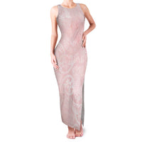 Polynesian Tiare Monstera Soft Pink Family Matching Tank Maxi Dress and Hawaiian Shirt Liquid Style LT01 Mom's Dress Pink - Polynesian Pride