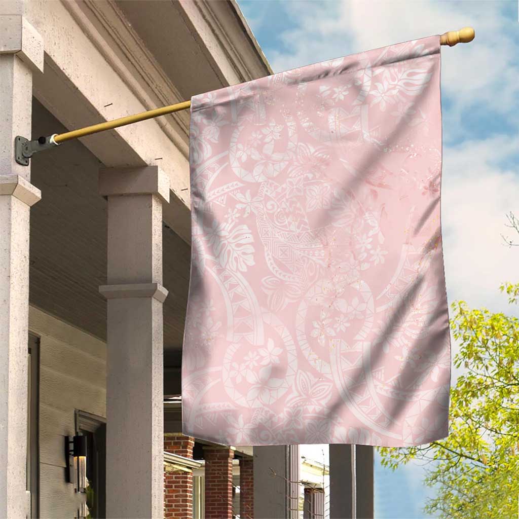 Polynesian Tiare Monstera Soft Pink Garden Flag Liquid Style - Polynesian Pride