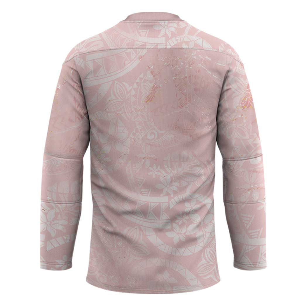 Polynesian Tiare Monstera Soft Pink Hockey Jersey Liquid Style - Polynesian Pride