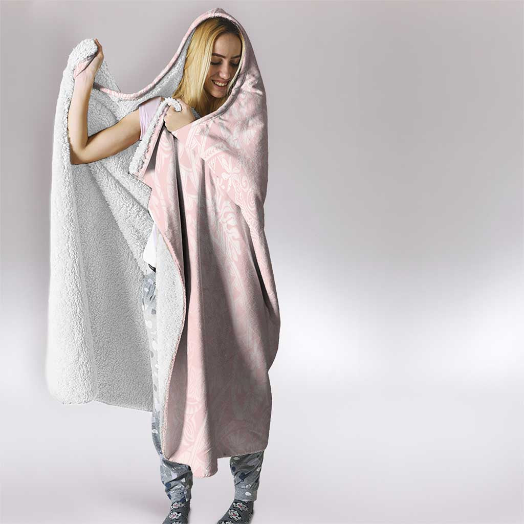Polynesian Tiare Monstera Soft Pink Hooded Blanket Liquid Style - Polynesian Pride