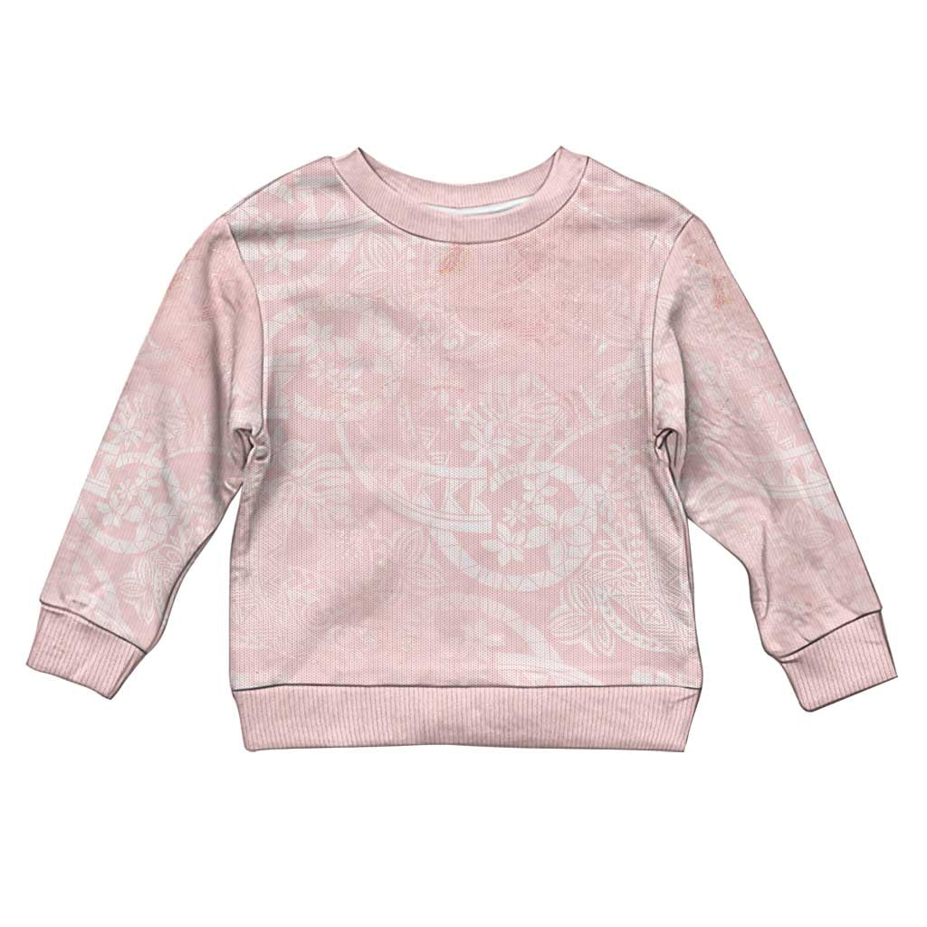 Polynesian Tiare Monstera Soft Pink Kid Ugly Christmas Sweater Liquid Style LT01 Kid Pink - Polynesian Pride