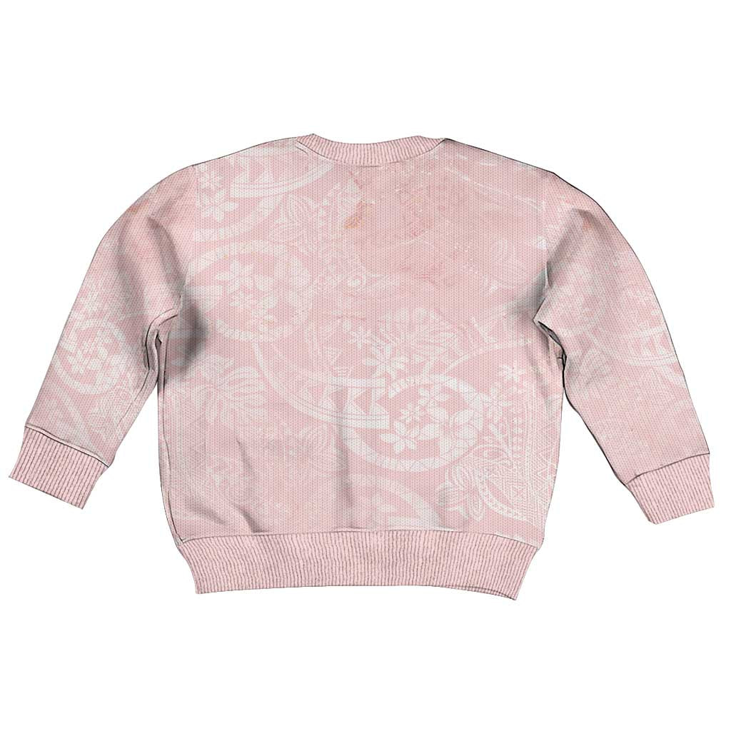 Polynesian Tiare Monstera Soft Pink Kid Ugly Christmas Sweater Liquid Style LT01 - Polynesian Pride
