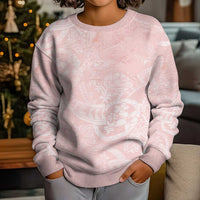 Polynesian Tiare Monstera Soft Pink Kid Ugly Christmas Sweater Liquid Style LT01 - Polynesian Pride