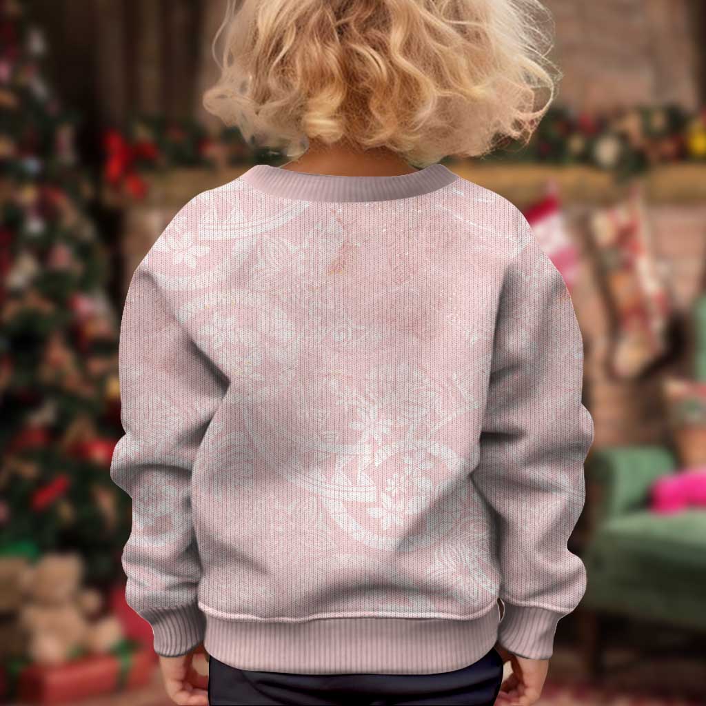 Polynesian Tiare Monstera Soft Pink Kid Ugly Christmas Sweater Liquid Style LT01 - Polynesian Pride