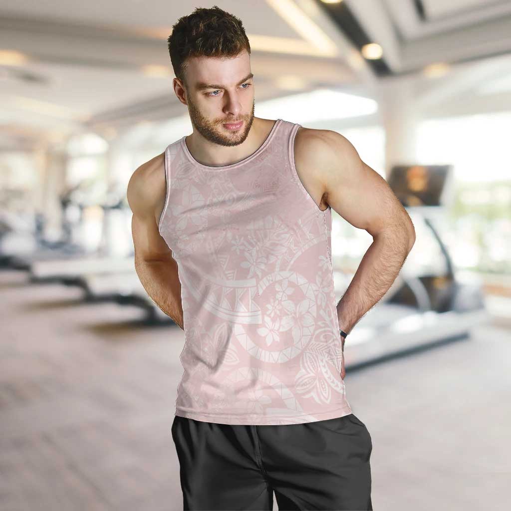 Polynesian Tiare Monstera Soft Pink Men Tank Top Liquid Style - Polynesian Pride