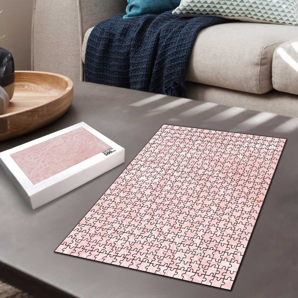 Polynesian Tiare Monstera Soft Pink Puzzle Liquid Style - Polynesian Pride