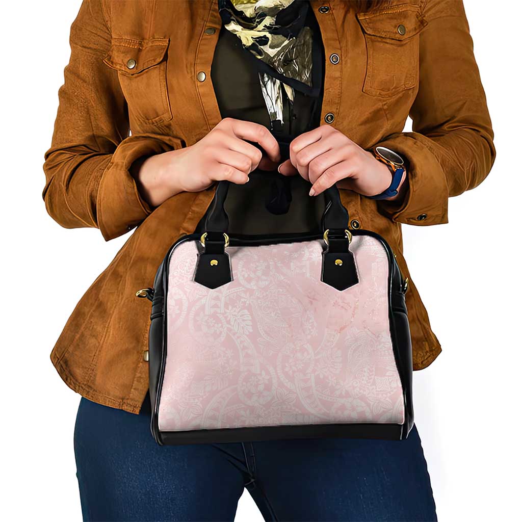 Polynesian Tiare Monstera Soft Pink Shoulder Handbag Liquid Style - Polynesian Pride