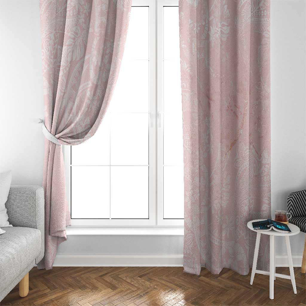 Polynesian Tiare Monstera Soft Pink Window Curtain Liquid Style - Polynesian Pride