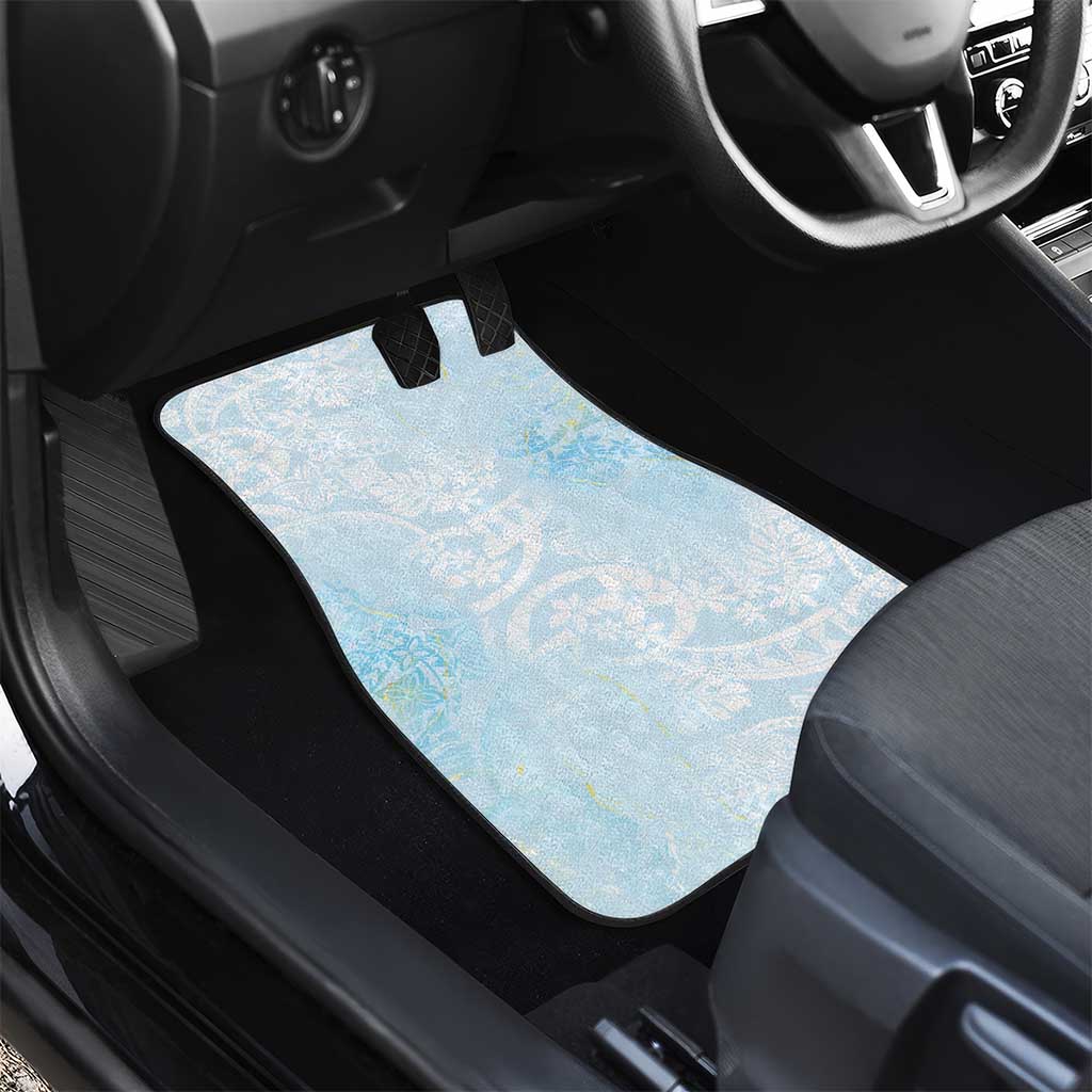 Polynesian Tiare Monstera Baby Blue Car Mats Liquid Style - Polynesian Pride