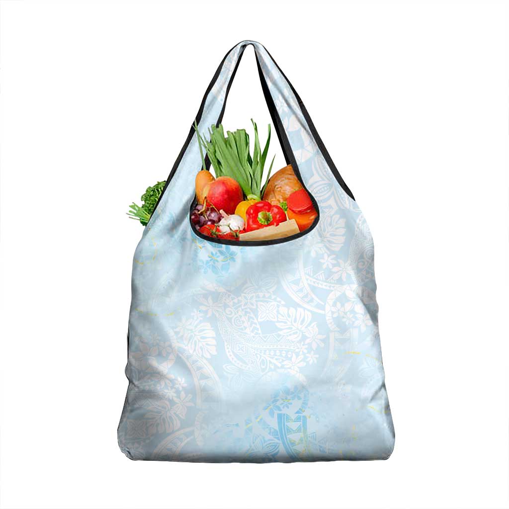Polynesian Tiare Monstera Baby Blue Grocery Bag Liquid Style LT01 1-pack One Size Blue - Polynesian Pride