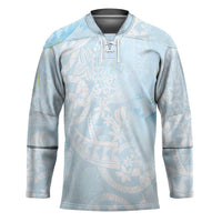 Polynesian Tiare Monstera Baby Blue Hockey Jersey Liquid Style LT01 Unisex Blue - Polynesian Pride