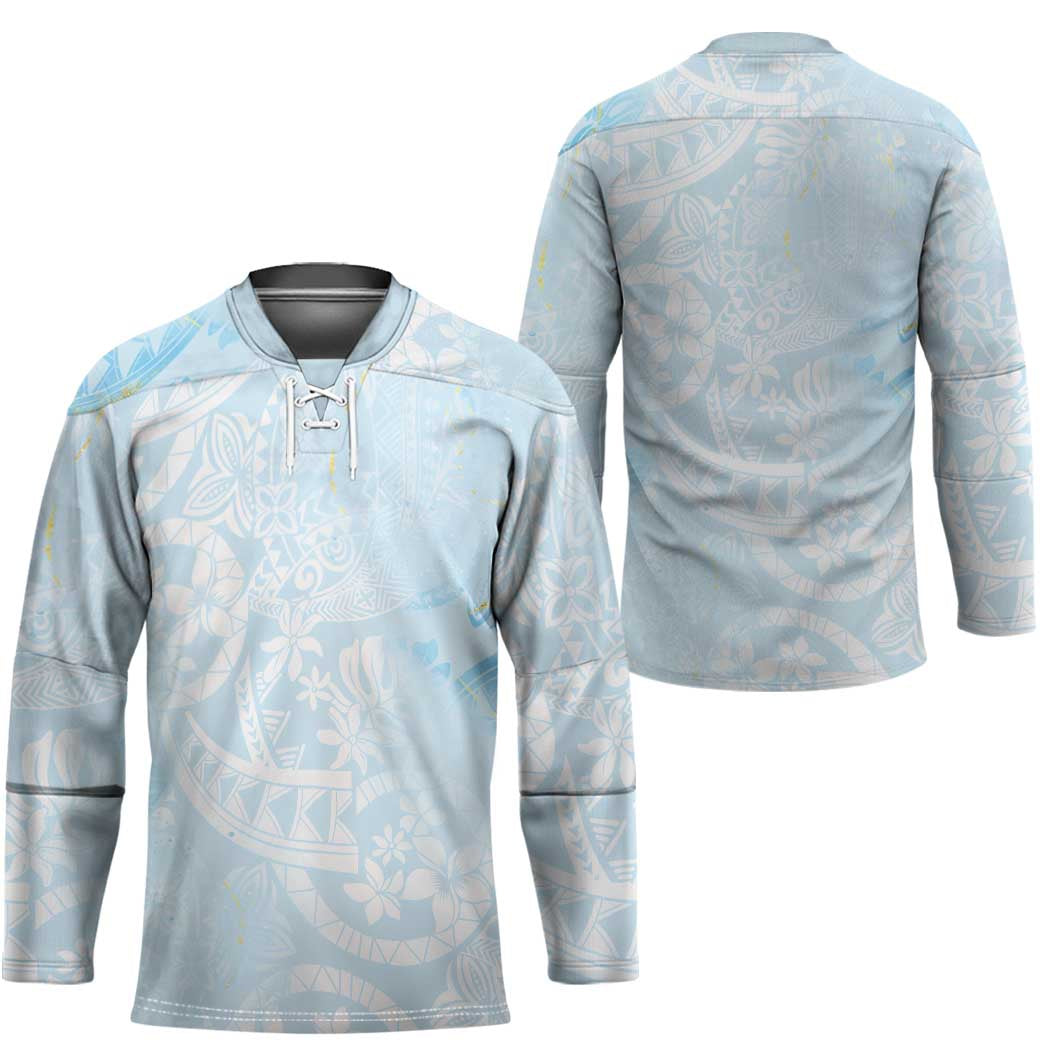 Polynesian Tiare Monstera Baby Blue Hockey Jersey Liquid Style LT01 - Polynesian Pride