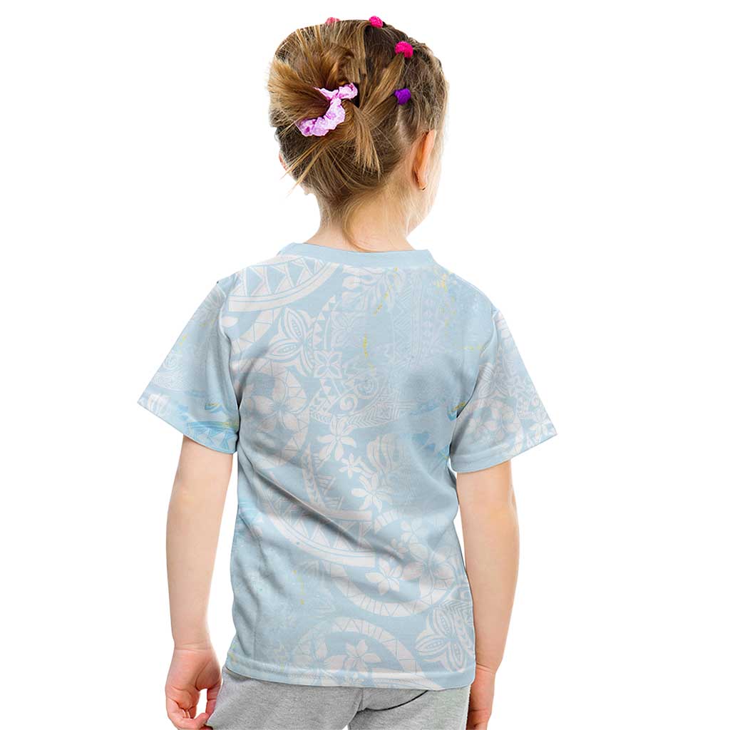 Polynesian Tiare Monstera Baby Blue Kid T Shirt Liquid Style LT01 - Polynesian Pride