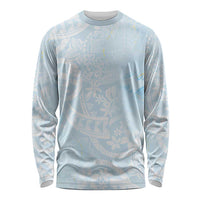 Polynesian Tiare Monstera Baby Blue Long Sleeve Shirt Liquid Style LT01 Unisex Blue - Polynesian Pride