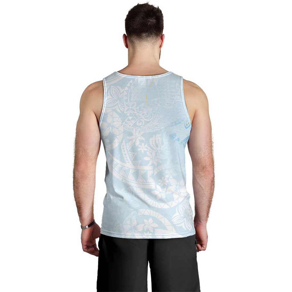 Polynesian Tiare Monstera Baby Blue Men Tank Top Liquid Style LT01 - Polynesian Pride