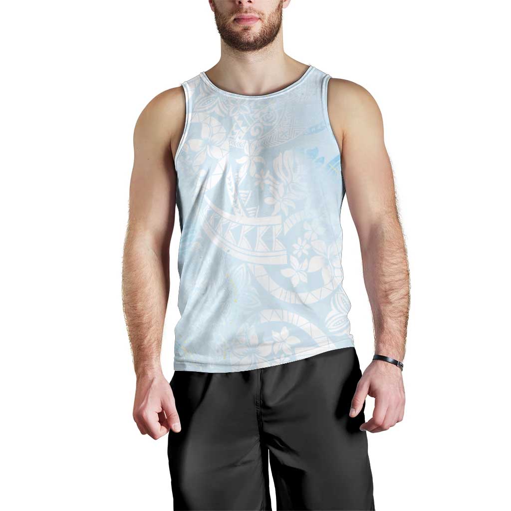 Polynesian Tiare Monstera Baby Blue Men Tank Top Liquid Style LT01 - Polynesian Pride