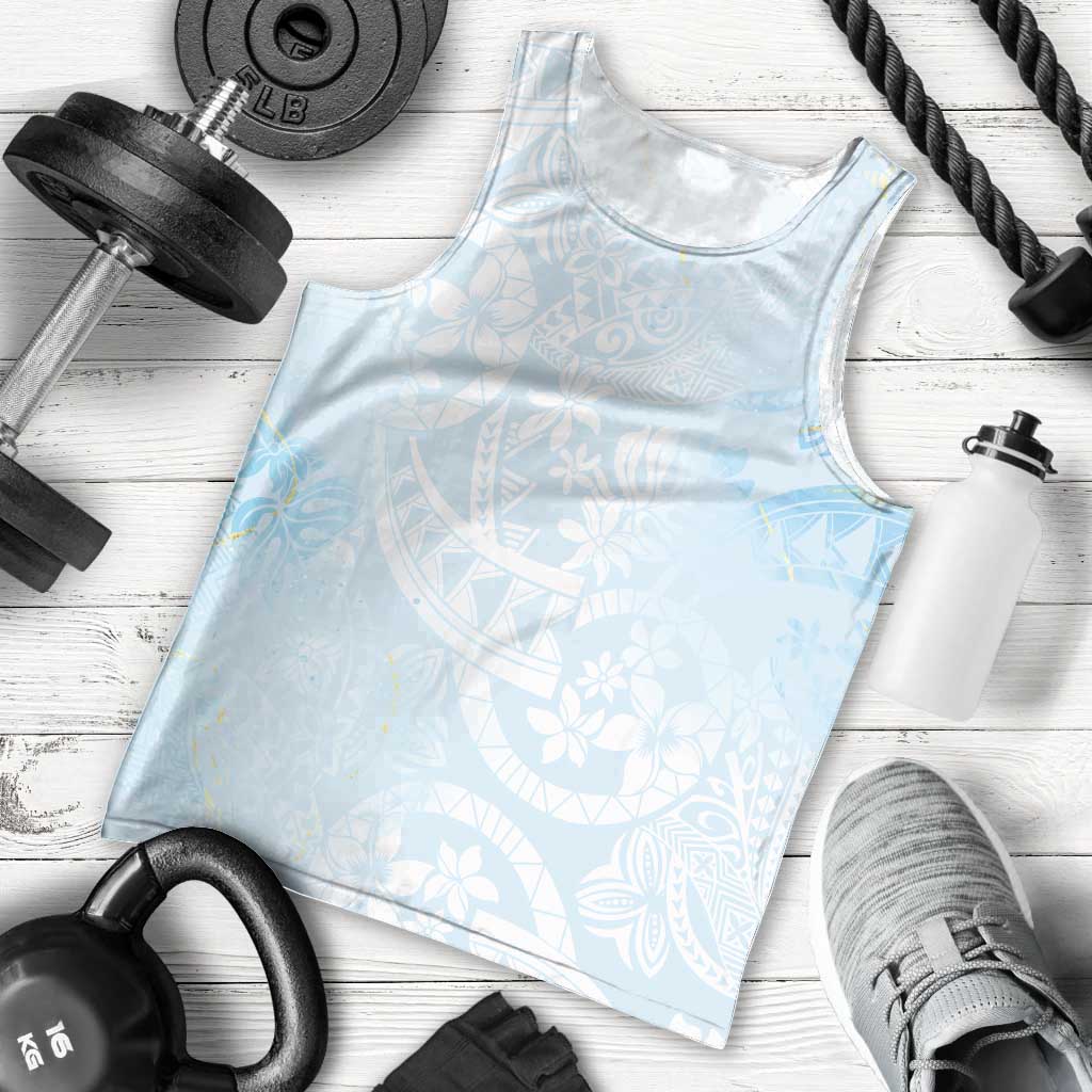 Polynesian Tiare Monstera Baby Blue Men Tank Top Liquid Style LT01 - Polynesian Pride
