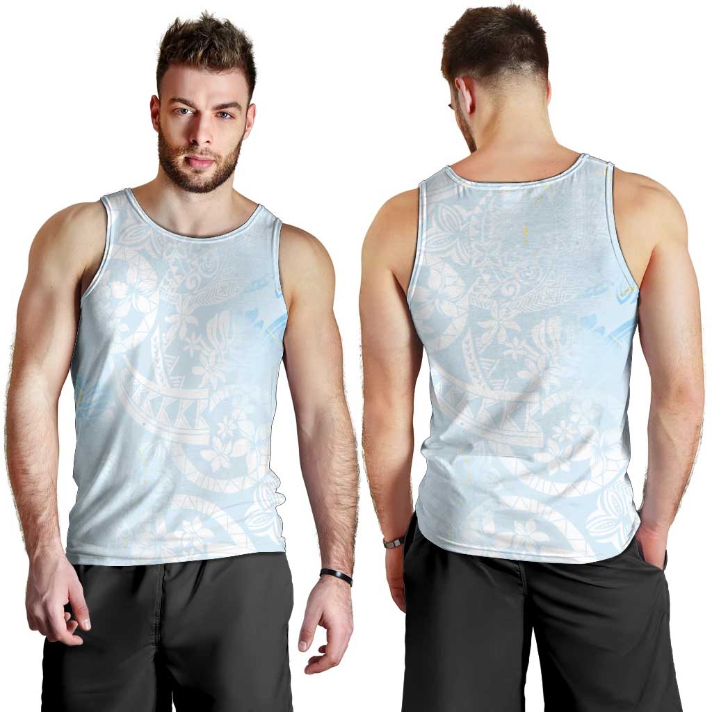 Polynesian Tiare Monstera Baby Blue Men Tank Top Liquid Style LT01 - Polynesian Pride