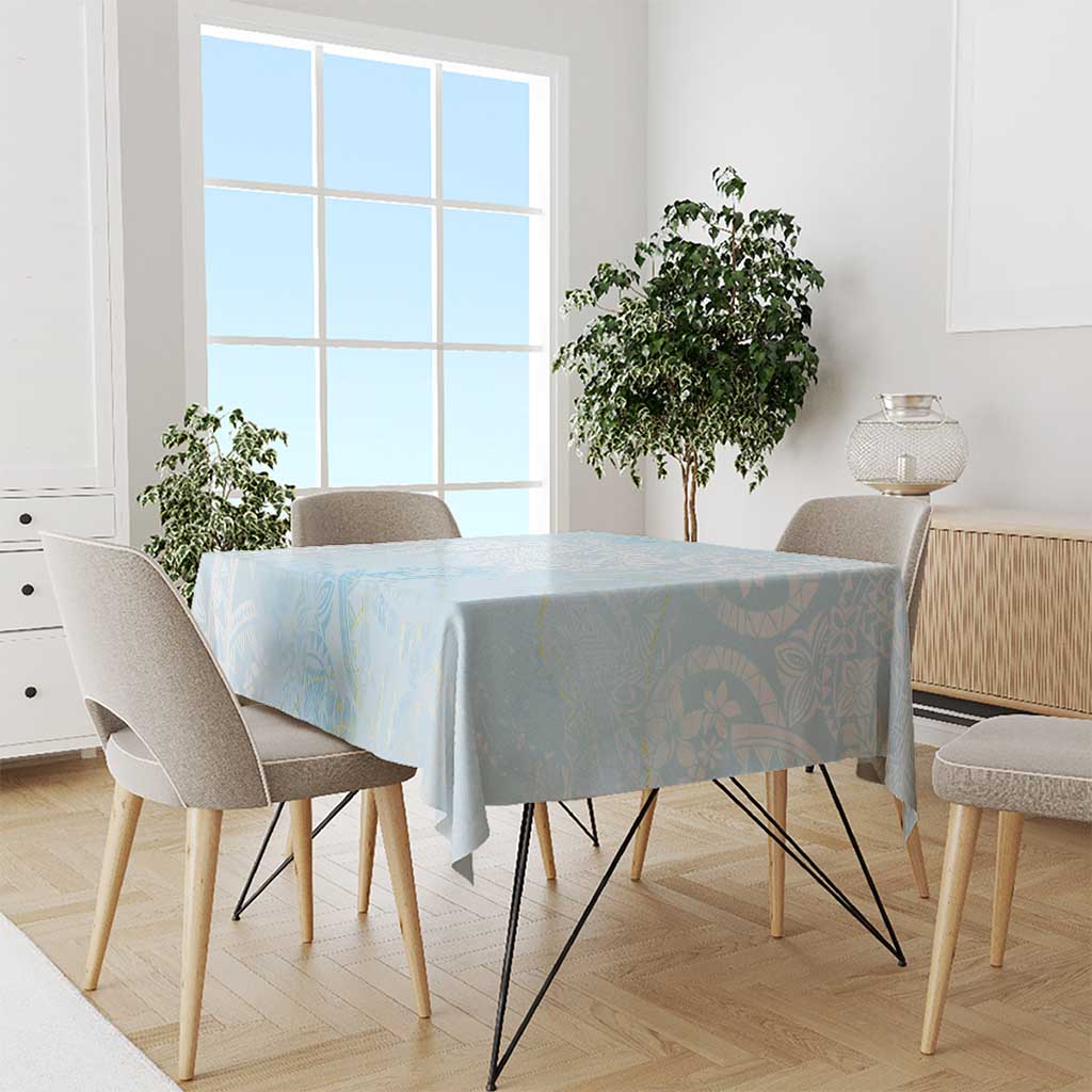 Polynesian Tiare Monstera Baby Blue Tablecloth Liquid Style - Polynesian Pride