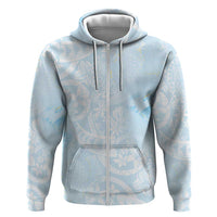 Polynesian Tiare Monstera Baby Blue Zip Hoodie Liquid Style LT01 Zip Hoodie Blue - Polynesian Pride