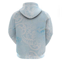 Polynesian Tiare Monstera Baby Blue Zip Hoodie Liquid Style LT01 - Polynesian Pride