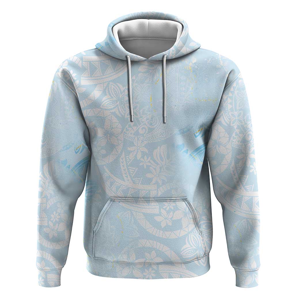 Polynesian Tiare Monstera Baby Blue Zip Hoodie Liquid Style LT01 Pullover Hoodie Blue - Polynesian Pride