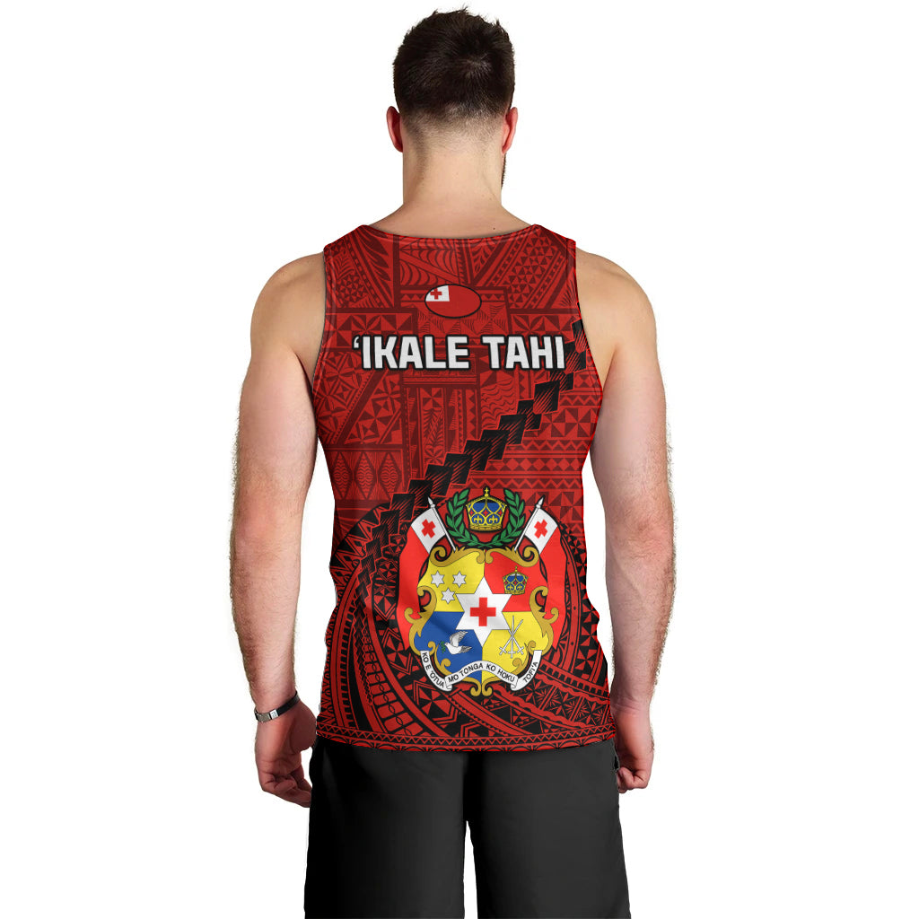 Tonga Rugby Men Tank Top Tongan Ngatu Pattern Black Version LT01 - Polynesian Pride