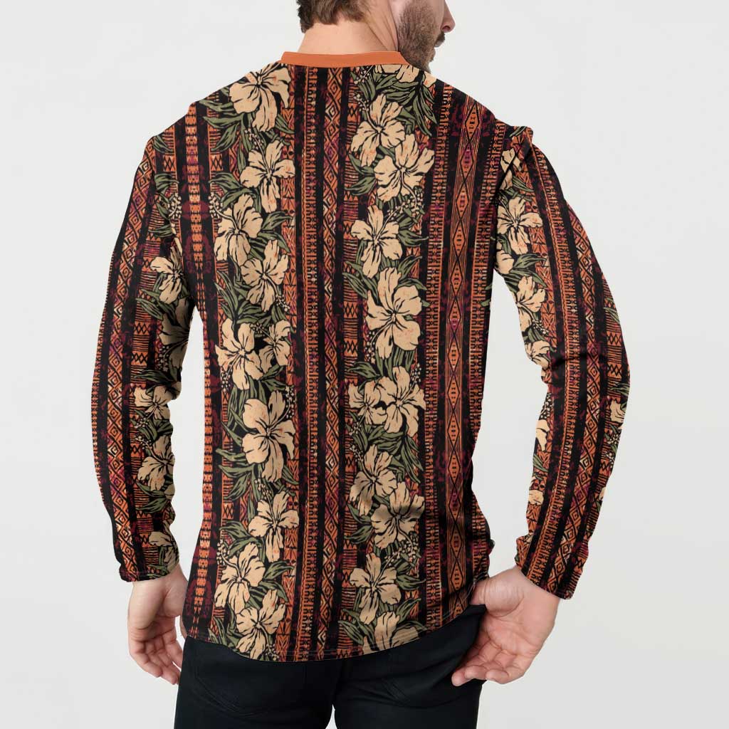 Hawaii Hibiscus Button Sweatshirt Retro Style - Polynesian Pride