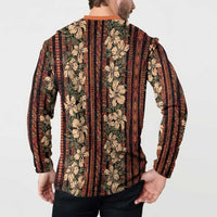 Hawaii Hibiscus Button Sweatshirt Retro Style - Polynesian Pride
