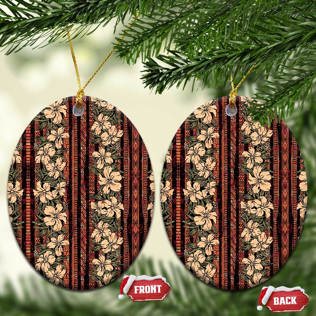 Hawaii Hibiscus Ceramic Ornament Retro Style - Polynesian Pride