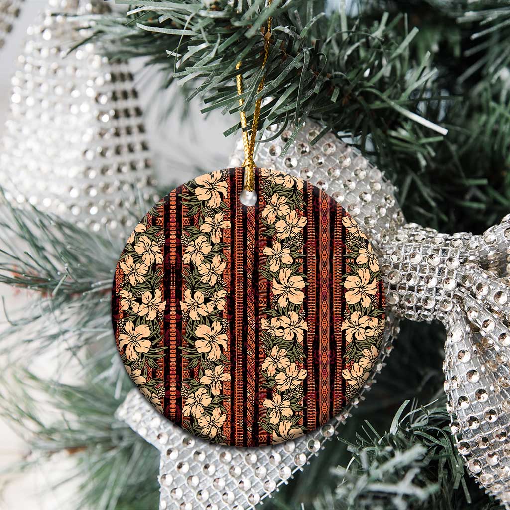 Hawaii Hibiscus Ceramic Ornament Retro Style - Polynesian Pride