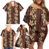 Hawaii Hibiscus Family Matching Off Shoulder Short Dress and Hawaiian Shirt Retro Style LT01 - Polynesian Pride