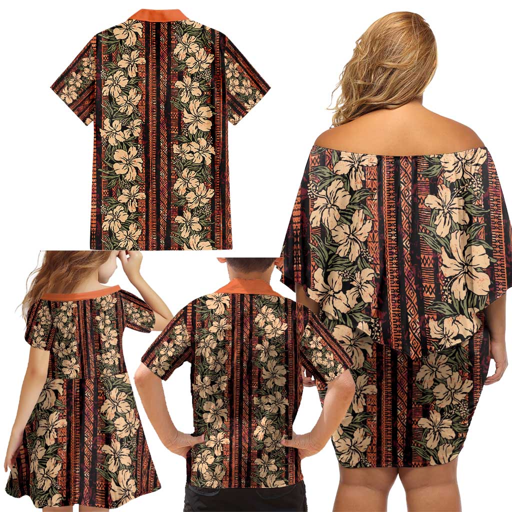 Hawaii Hibiscus Family Matching Off Shoulder Short Dress and Hawaiian Shirt Retro Style LT01 - Polynesian Pride