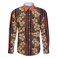 Hawaii Hibiscus Family Matching Short Sleeve Bodycon Dress and Hawaiian Shirt Retro Style LT01 Dad's Shirt - Long Sleeve Brown - Polynesian Pride