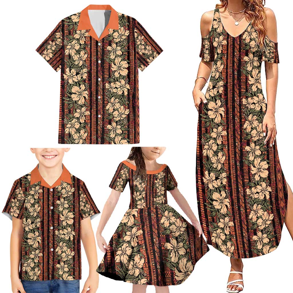 Hawaii Hibiscus Family Matching Summer Maxi Dress and Hawaiian Shirt Retro Style LT01 - Polynesian Pride