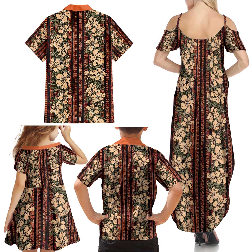 Hawaii Hibiscus Family Matching Summer Maxi Dress and Hawaiian Shirt Retro Style LT01 - Polynesian Pride