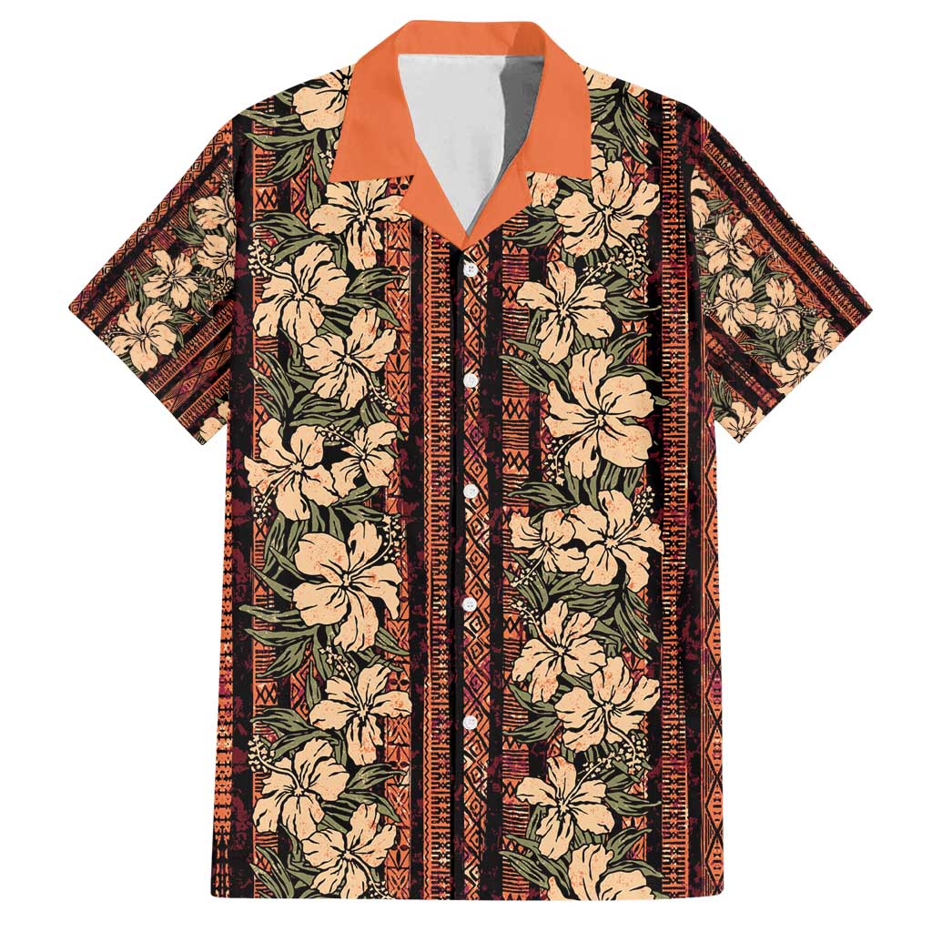 Hawaii Hibiscus Family Matching Summer Maxi Dress and Hawaiian Shirt Retro Style LT01 Dad's Shirt - Short Sleeve Brown - Polynesian Pride